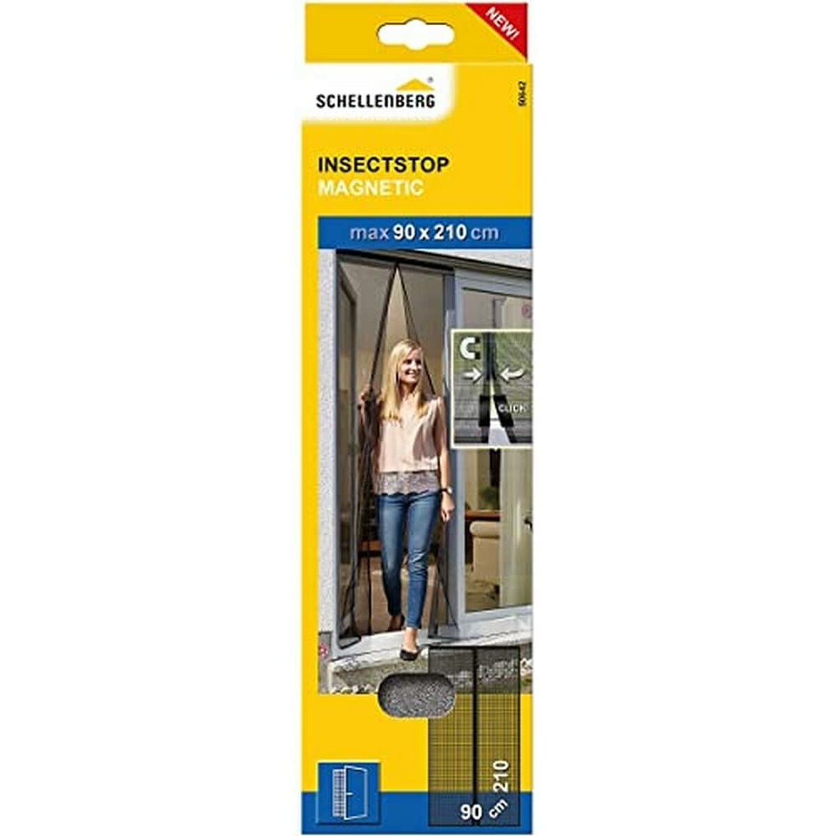 Insektgardin Schellenberg Døre Magnetisk 90 x 210 cm Antracit Glasfiber